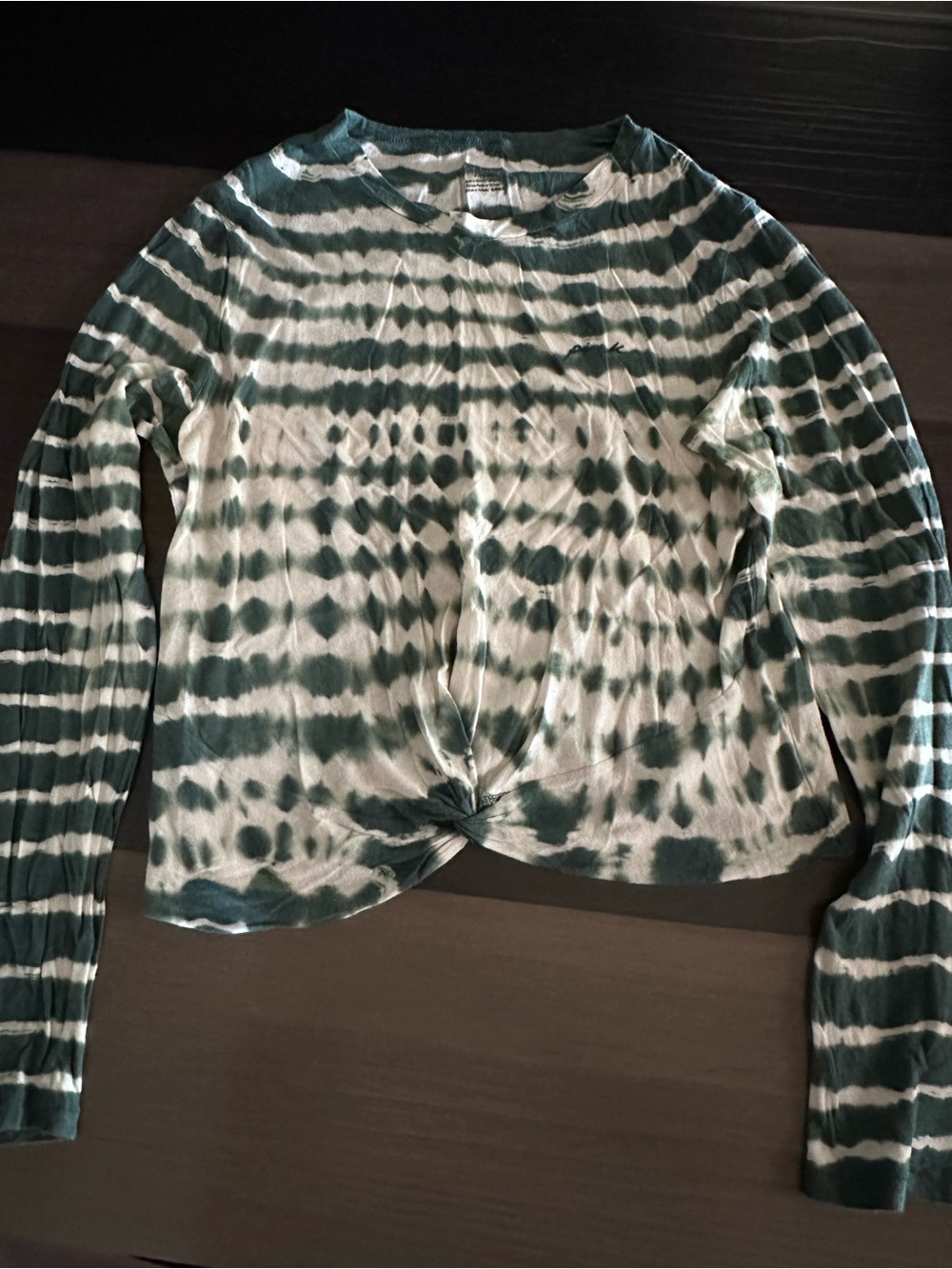 Tie-Dye Long Sleeve Knot Front Top